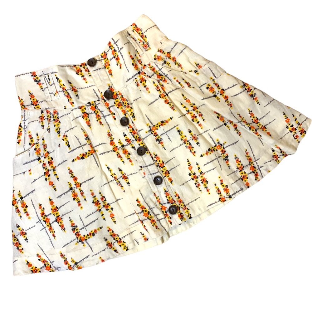 Free People Floral Hatch Button Front Mini Skirt MEDIUM with Pockets